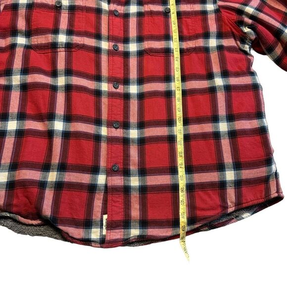 Wrangler unisex red plaid fleece lined flannel shirt shacket jacket size XL - Picture 5 of 9